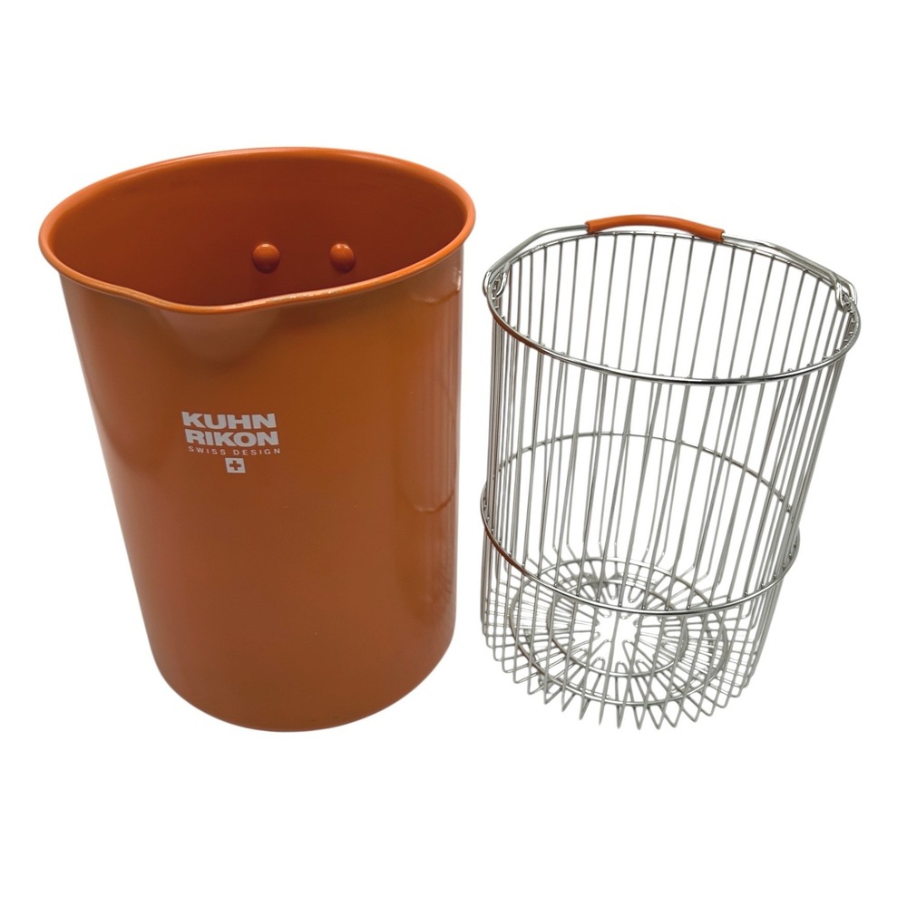 Kuhn Rikon Swiss Design Orange Asparagus Vegetable Steamer Pot & Wire Basket Set